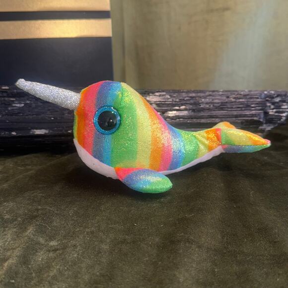 TY Beanie Baby Nori Rainbow Narwhal 2000s Sewn Tag Plush Toy - Picture 1 of 5